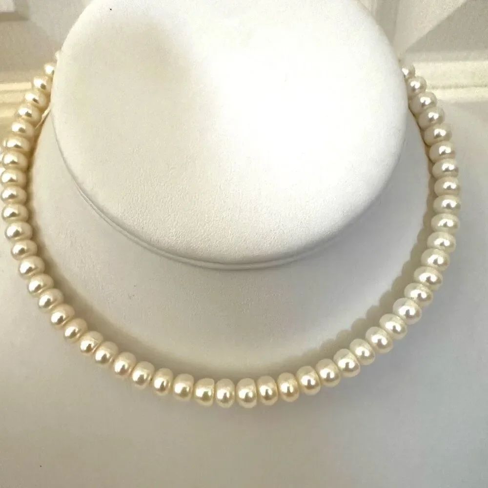Faux pearl  wrap around choker necklace